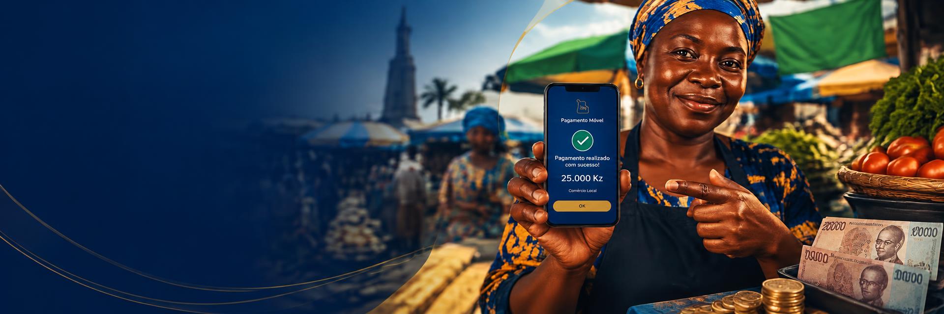Fornecedor de mercado exibe página de sucesso de pagamento móvel