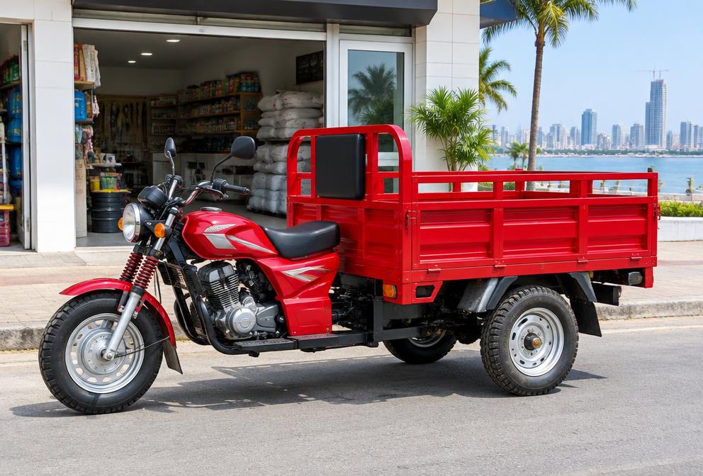 Moto de carga vermelha de três rodas