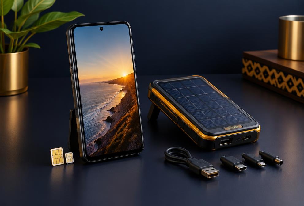 Smartphones e dispositivos de carregamento solar