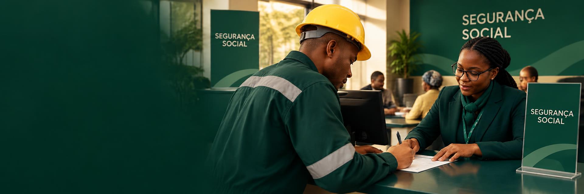 Trabalhadores registam-se para seguro no balcão de atendimento do INSS